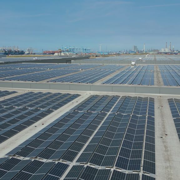 Das Sunrock-Solardach auf dem Distripark Maasvlakte West