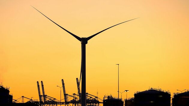 Giant Wind Turbine On Maasvlakte 2 Port Of Rotterdam
