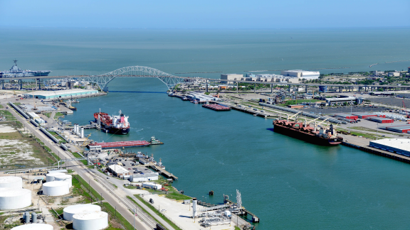 Luftaufnahme des Hafens von Corpus Christi