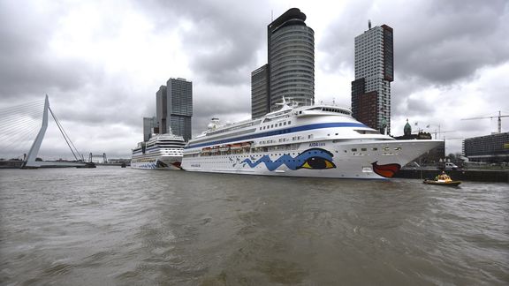 The AIDA Cara and AIDA Mar at the Wilheminakade Rotterdam