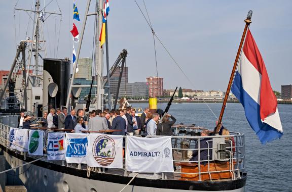 Meeting at sailing vessel at the port of Rotterdam