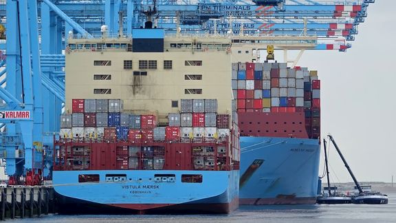Container ship is bunkering in Rotterdam