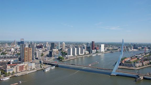 Aerial photo with view of Erasmus Bridge