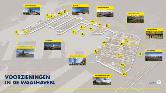 Overzichtskaart met voorzieningen Waalhaven