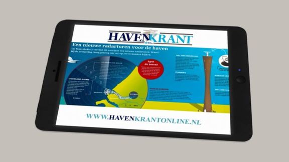 Havenkrant op tablet afgebeeld