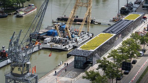 Het Port Pavilion vanuit de lucht