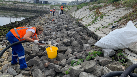 Taskforce Clean Sweep Rotterdam maakt oevers Rotterdam schoon