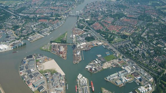 Aerial view of Dordrecht harbour