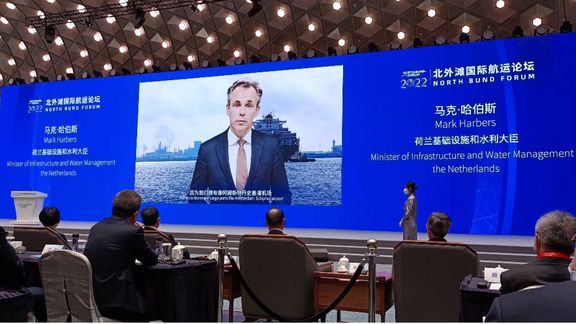 Mark Harbers presents via livestream in Shanghai