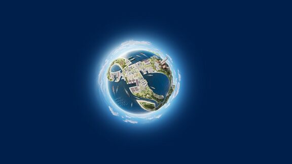 Wereldbol die de purpose van Havenbedrijf ondersteunt