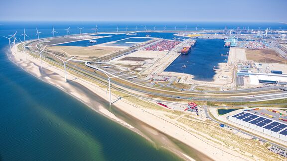 Maasvlakte with conversion park and Amaliahaven seen from the air