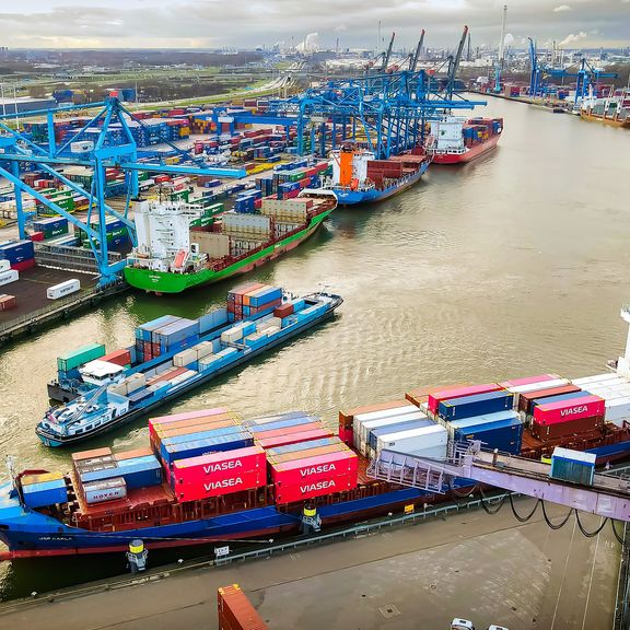 Ships at quayside terminal