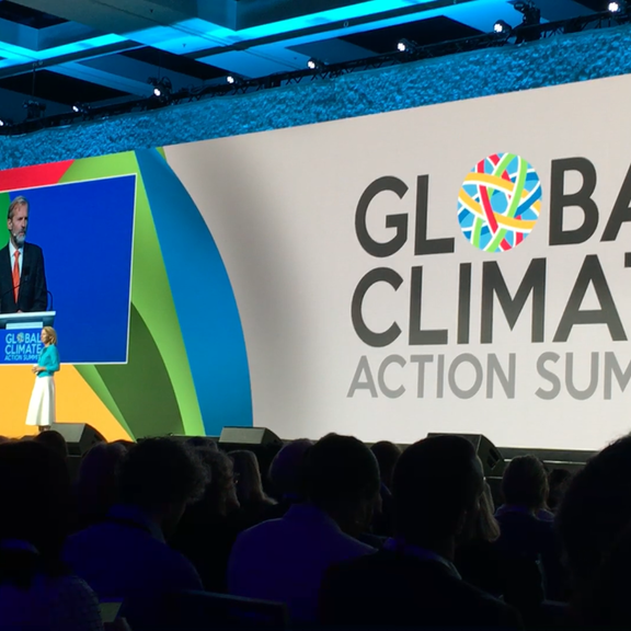 Allard CAstelein spreekt tijdens Global Climate Action Summit