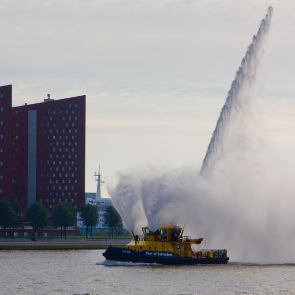 Spraying fire boat RPA 10