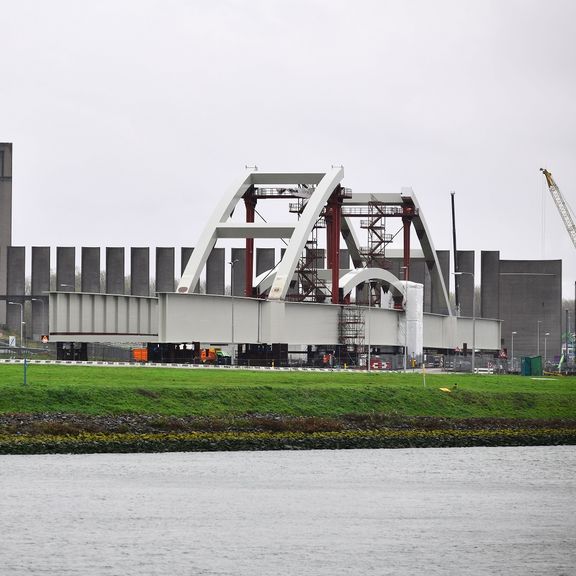 Arched brigde Theemsweg Route port of Rotterdam