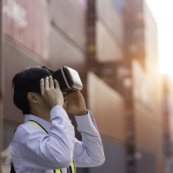 Man with VR goggles