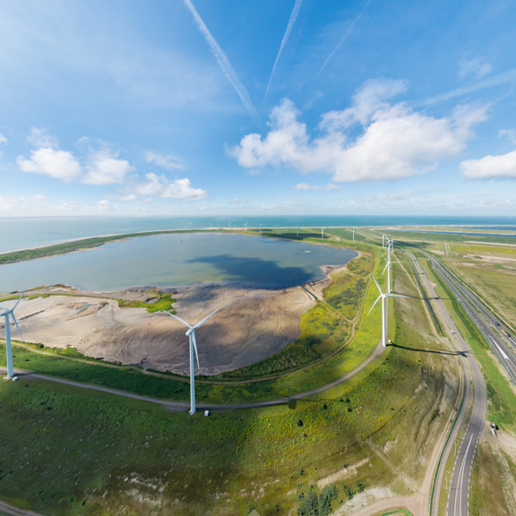 luchtfoto van De Slufter, depot voor verontreinigde baggerspecie