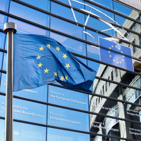 Europese vlag tegen het Europees parlement