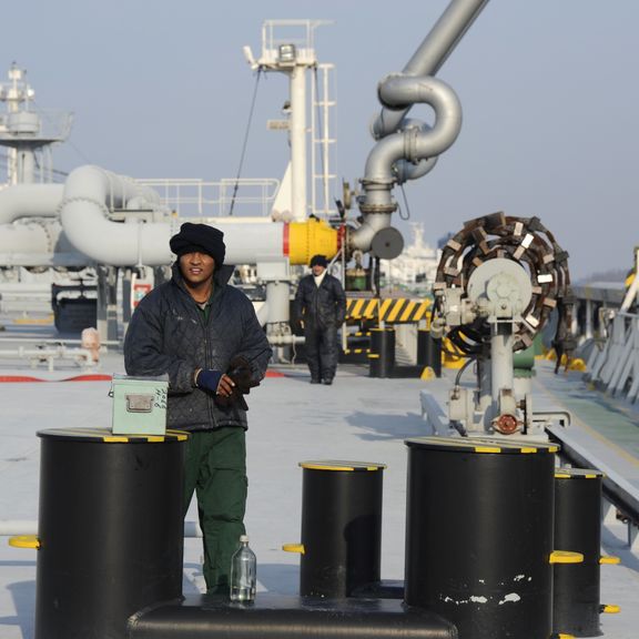 personnel on an oil tanker
