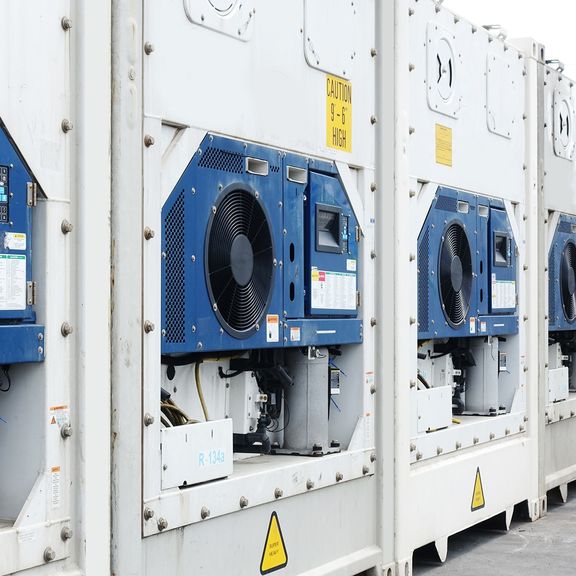 A row of reefer containers