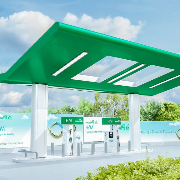 Illustratie van het waterstoftankstation