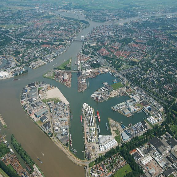 Aerial view of Dordrecht harbour