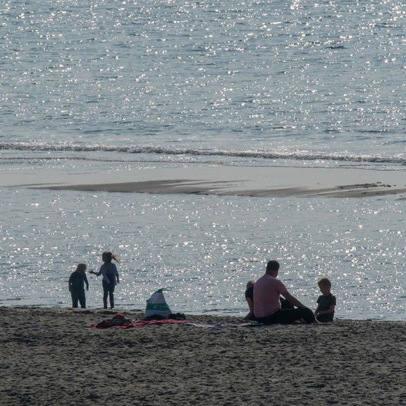 Recreanten op het Maasvlakte Strand