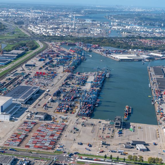 Rotterdam Short Sea Terminal in Eemhaven seen from above