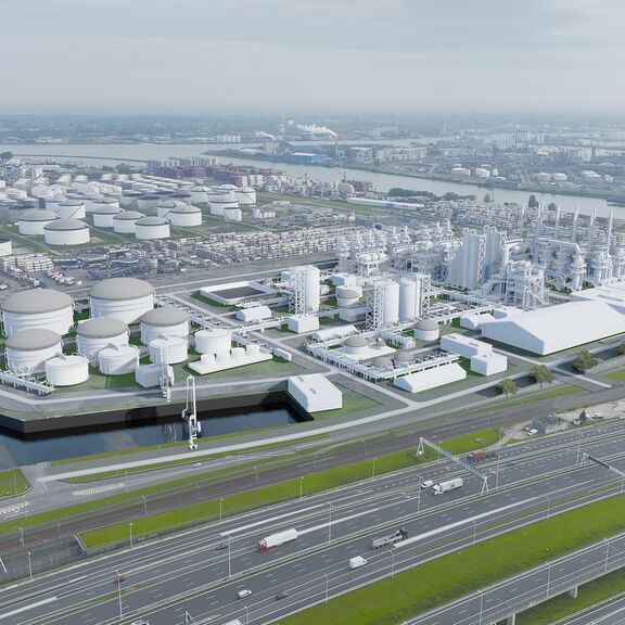 Artist impression of the Power2X and Advario plant