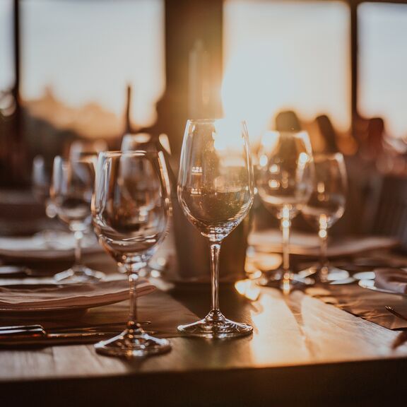 View with sunset from a restaurant