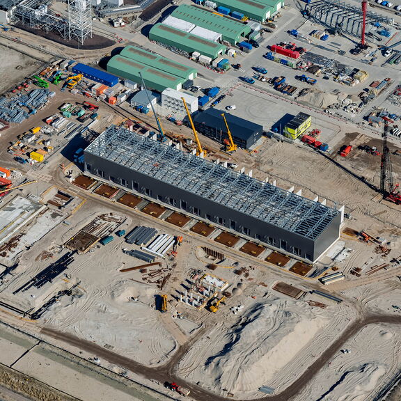 Luftaufnahme von Air Liquide im Bau auf der Maasvlakte 2