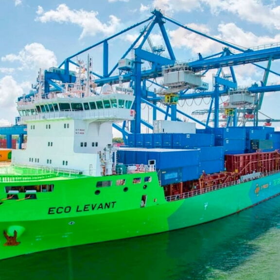 The Eco Levant from X-Press Feeders in the port of Rotterdam